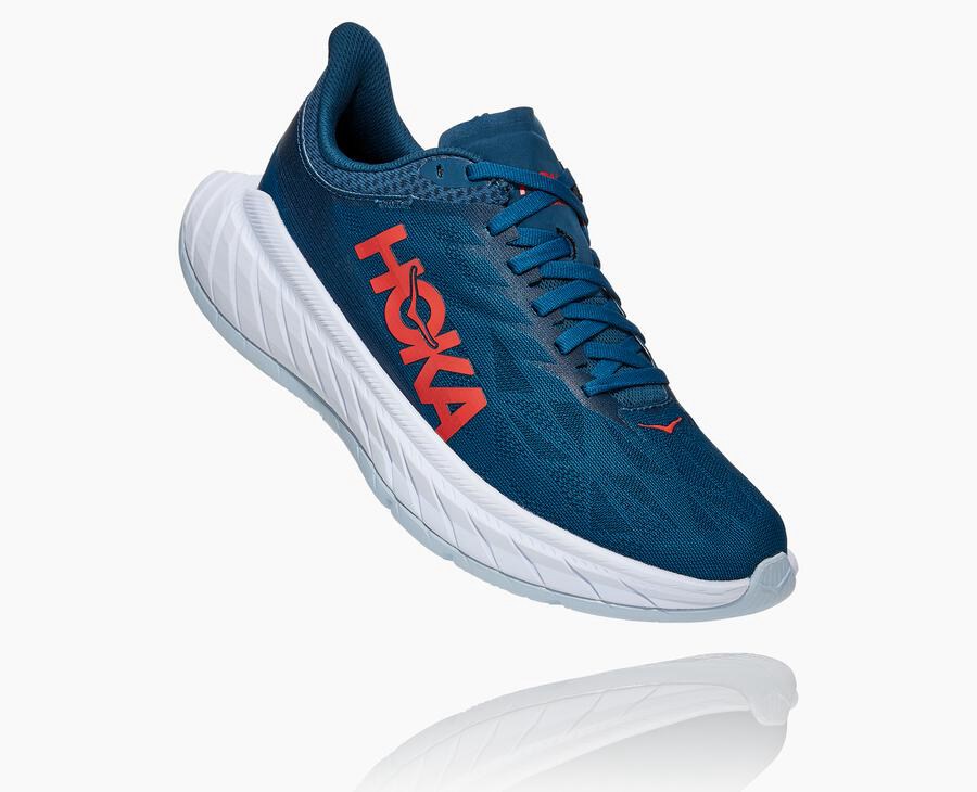 Hoka One One Carbon X 2 Löparskor Dam - Marinblå/Vita - OVCYH-6805